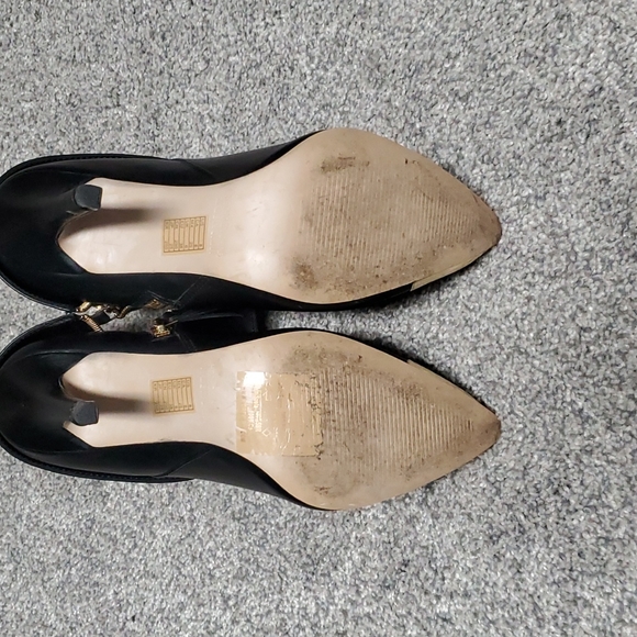 Black Stiletto Booties with Gold Accents - Picture 3 of 4